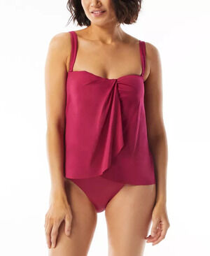 Coco Reef Womens Contours Clarity Bra Sized 12/36C Bandeau Tankini Top Fuschia